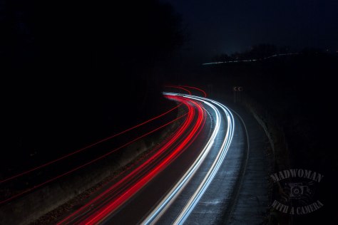 Light trail photography at night